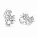 Curved floral CZ stud earrings in silver-plated copper - image 1