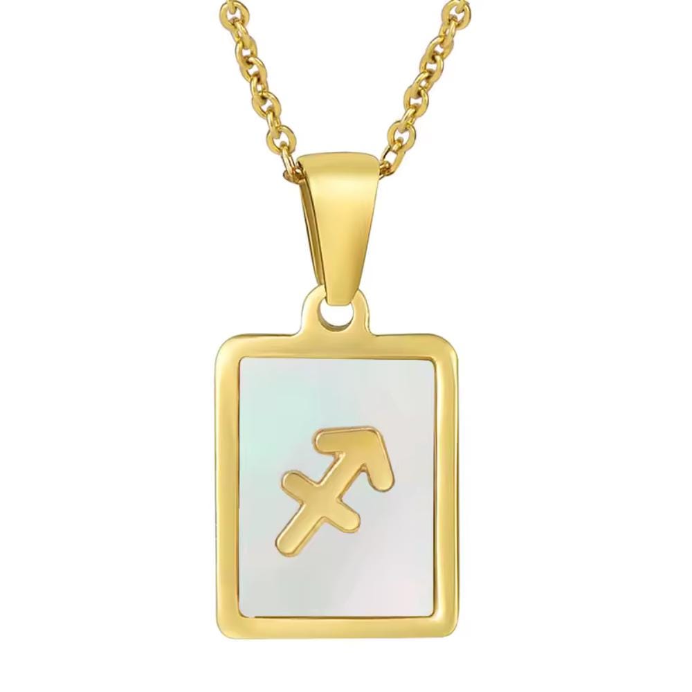 Gold Tone Zodiac Pendant Necklace, 18" Chain, Unisex Astrology Jewelry - image 10