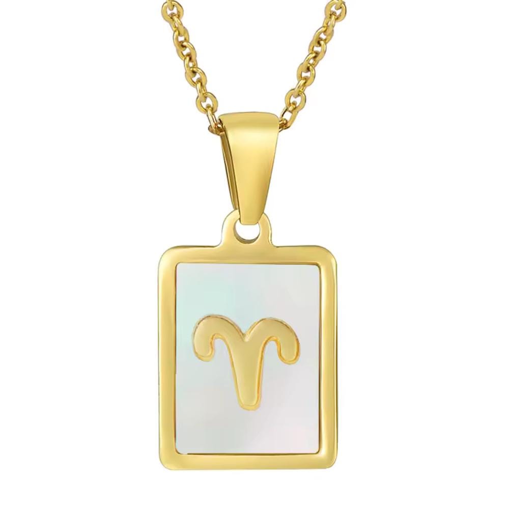Gold Tone Zodiac Pendant Necklace, 18" Chain, Unisex Astrology Jewelry - image 3