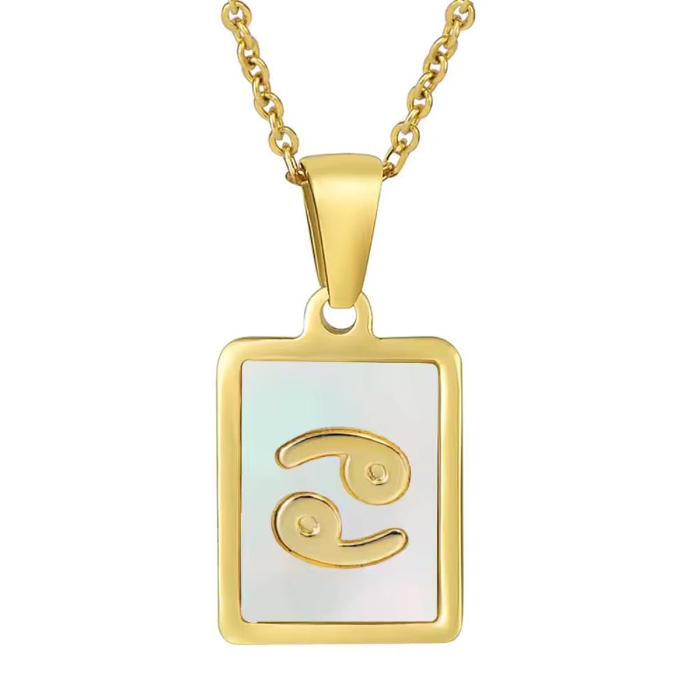 Gold Tone Zodiac Pendant Necklace, 18" Chain, Unisex Astrology Jewelry - image 4
