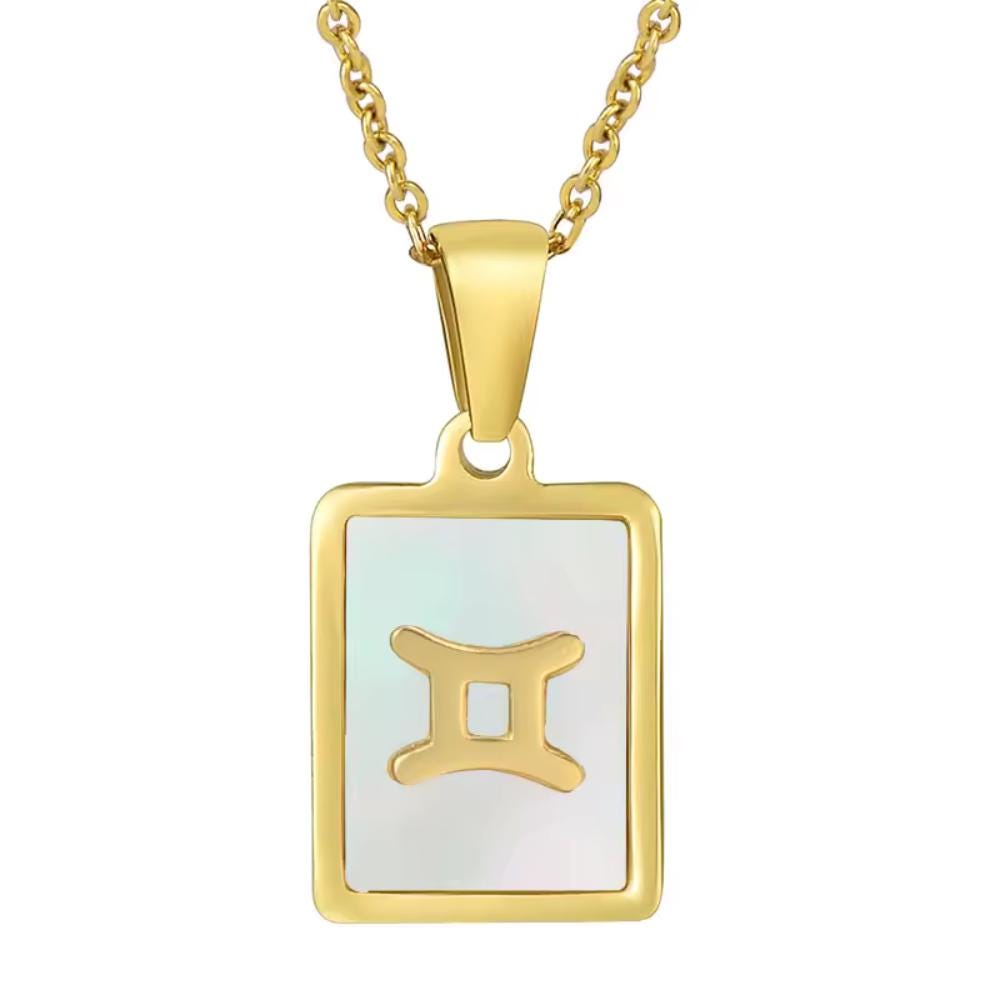 Gold Tone Zodiac Pendant Necklace, 18" Chain, Unisex Astrology Jewelry - image 6
