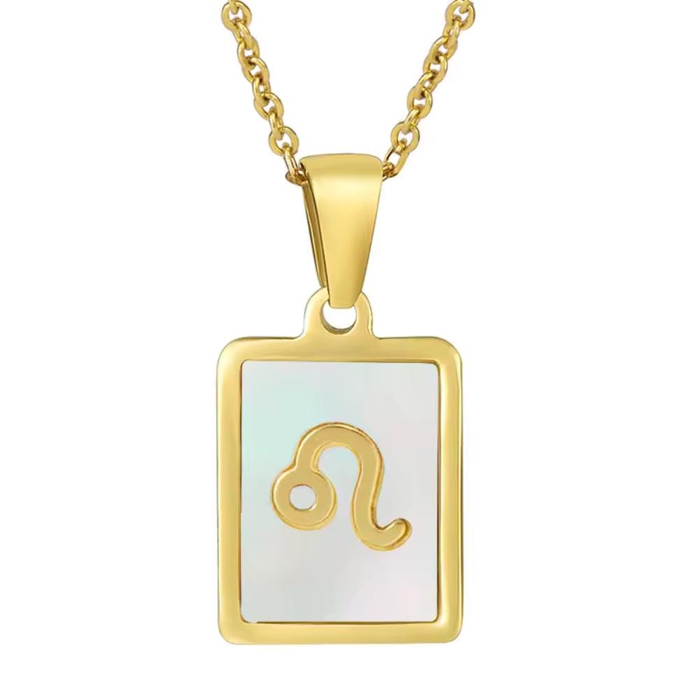 Gold Tone Zodiac Pendant Necklace, 18" Chain, Unisex Astrology Jewelry - image 7
