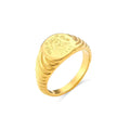 18K Gold Plated Zodiac Signet Ring, Stainless Steel Engraved Astrology Ring - image 1
