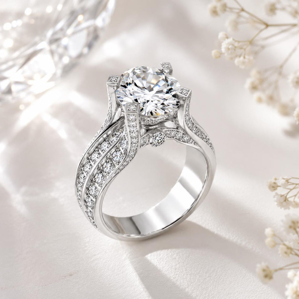Round Brilliant Cut Engagement Ring, Silver Tone Solitaire Wedding Ring, CZ Bridal Jewelry - image 2