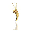 Gold Wolf Fang Pendant Necklace, Viking Wolf Head Tribal Amulet - image 1