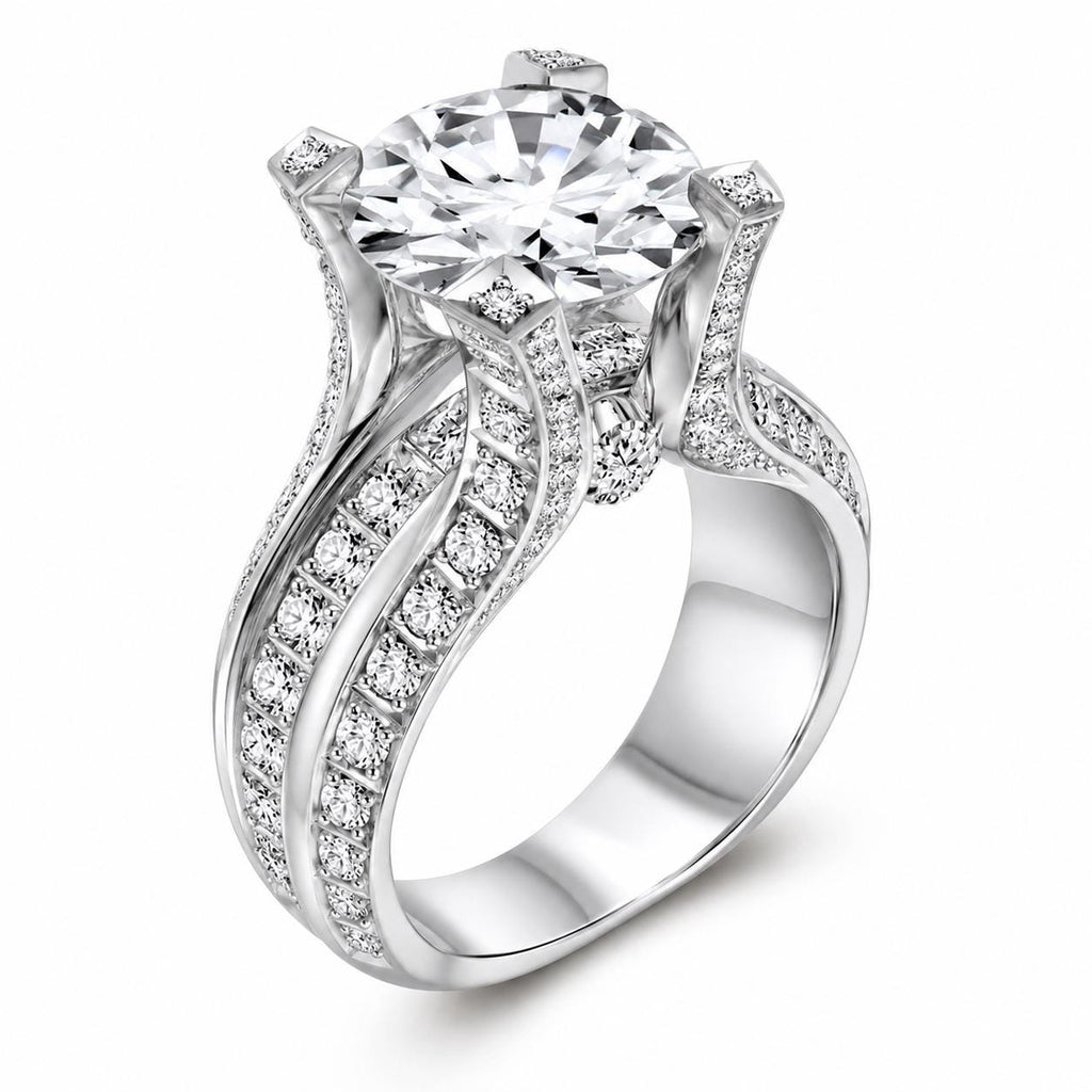 Round Brilliant Cut Engagement Ring, Silver Tone Solitaire Wedding Ring, CZ Bridal Jewelry - image 1