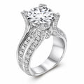 Round Brilliant Cut Engagement Ring, Silver Tone Solitaire Wedding Ring, CZ Bridal Jewelry - image 1