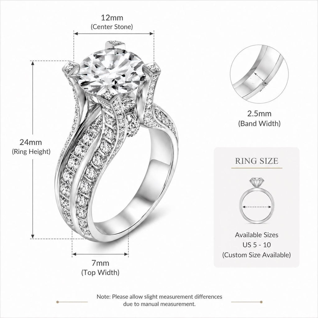 Round Brilliant Cut Engagement Ring, Silver Tone Solitaire Wedding Ring, CZ Bridal Jewelry - image 3
