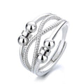 Silver Multi-Band Spinner Ring, Textured Beads, Adjustable Statement Jewelry - image 1