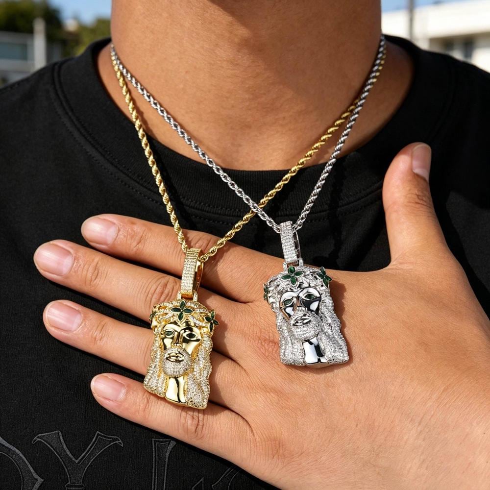 Iced Out Crown of Thorns Zircon Pendant Chapter Necklace, Gold or Silver Rope Chain - image 7