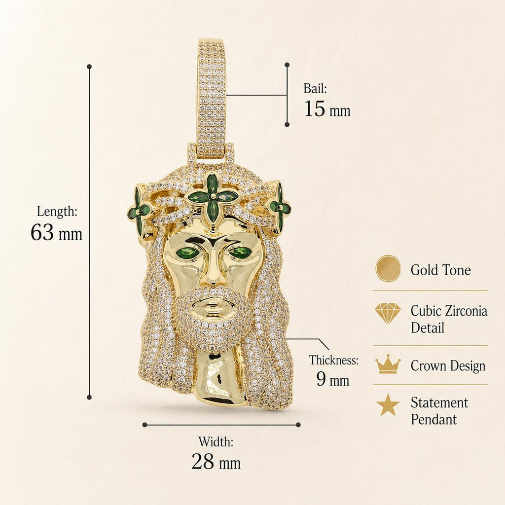 Iced Out Crown of Thorns Zircon Pendant Chapter Necklace, Gold or Silver Rope Chain - image 2