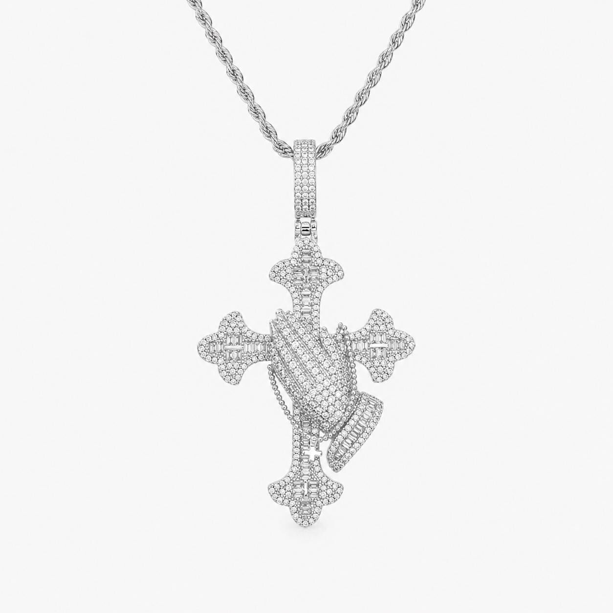Sculpted Face Cross Iced Out Zircon 3D Portrait Hip Hop Rope Chain Necklace - image 2