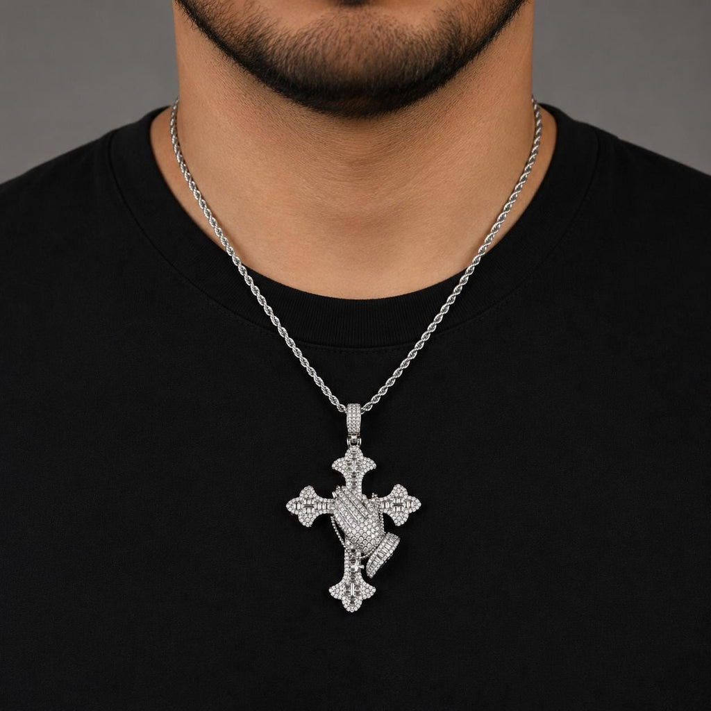 Sculpted Face Cross Iced Out Zircon 3D Portrait Hip Hop Rope Chain Necklace - image 7