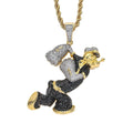 Iced Out Zircon Sailor Pendant Necklace, Gold Tone Rope Chain, Hip Hop Statement Jewelry - image 1