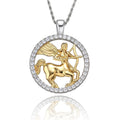 Centaur Archer Pendant Necklace, Iced Out CZ, Two-Tone Gold Silver Rope Chain (24 Inch) - image 1