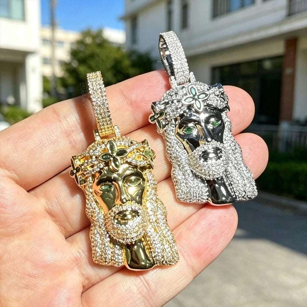 Iced Out Crown of Thorns Zircon Pendant Chapter Necklace, Gold or Silver Rope Chain - image 6