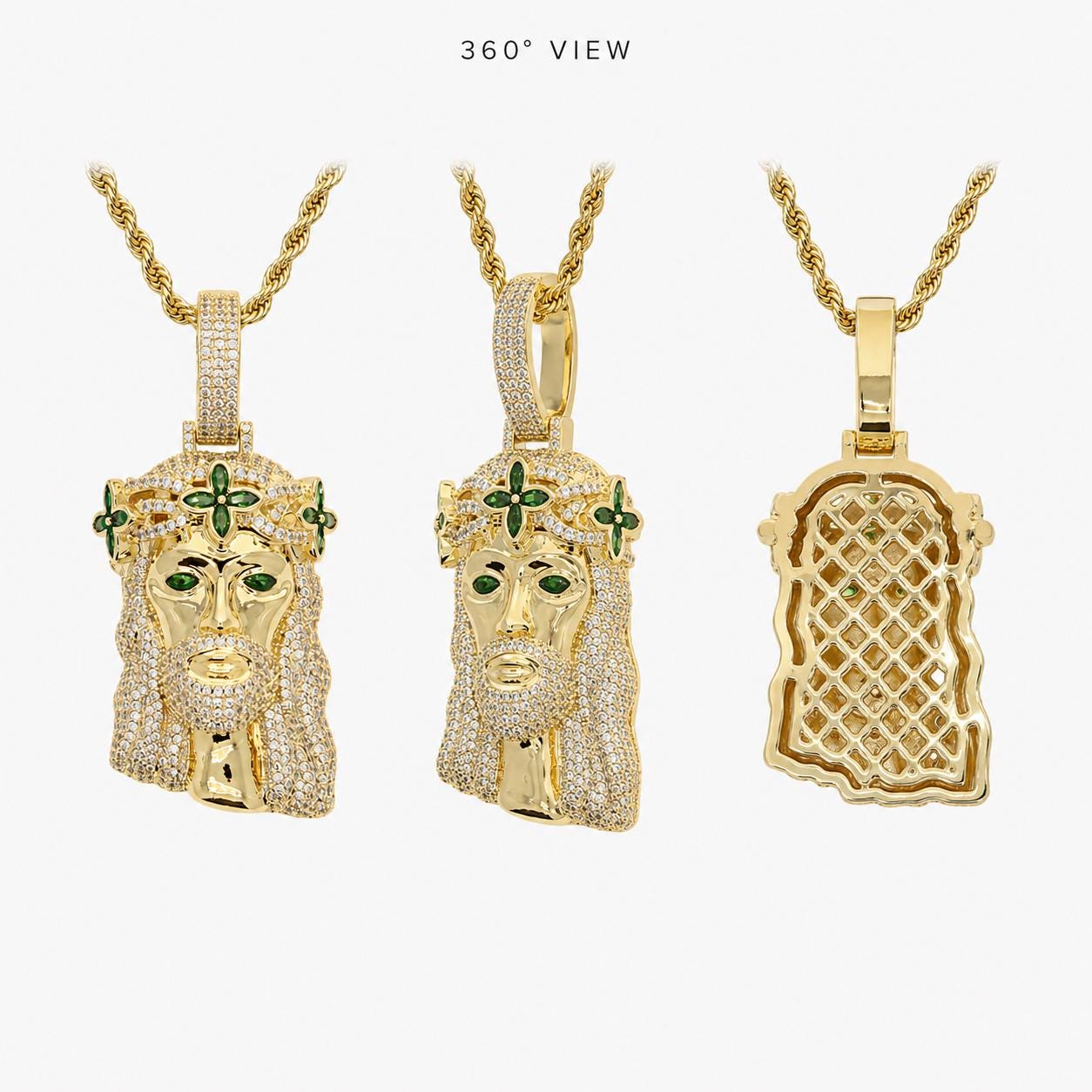 Iced Out Crown of Thorns Zircon Pendant Chapter Necklace, Gold or Silver Rope Chain - image 5