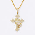 Sculpted Face Cross Iced Out Zircon 3D Portrait Hip Hop Rope Chain Necklace - image 1