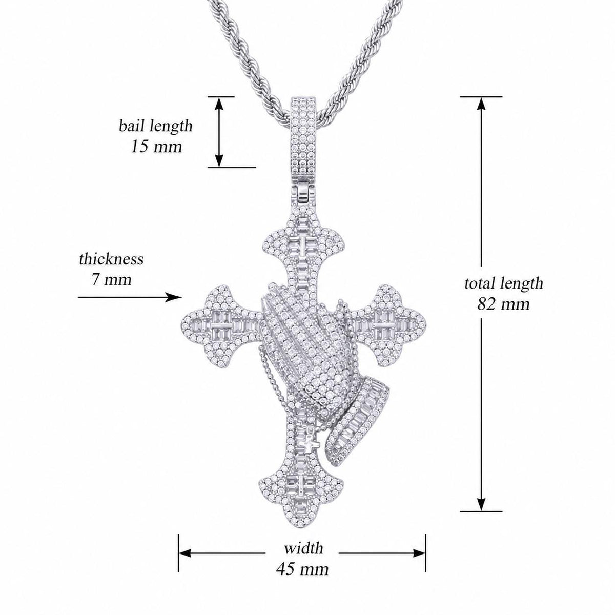 Sculpted Face Cross Iced Out Zircon 3D Portrait Hip Hop Rope Chain Necklace - image 3