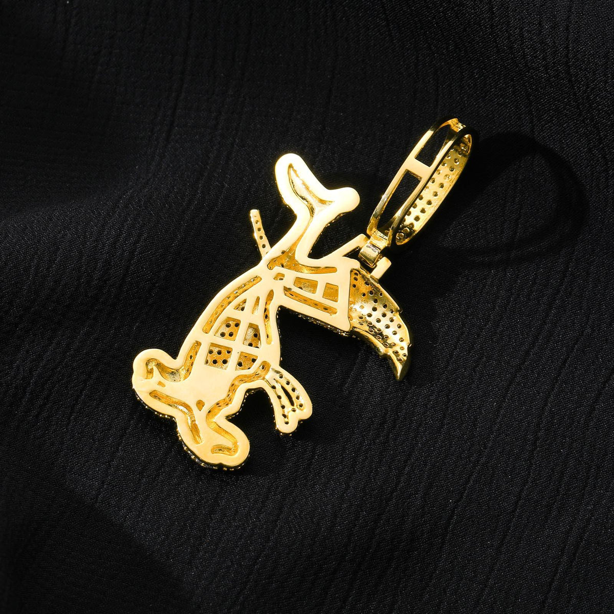 Iced Out Woodpecker Pendant Necklace, 18K Gold Plated CZ Bird, 24" Rope Chain - image 5