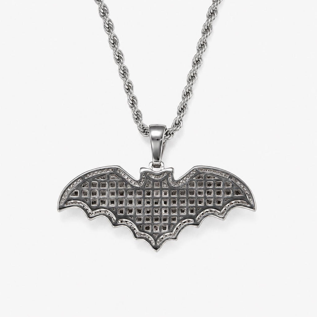 Dark Gothic Bat Pendant Necklace, Iced-Out Zircon, 24" Rope Chain - image 4
