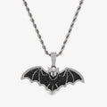 Dark Gothic Bat Pendant Necklace, Iced-Out Zircon, 24" Rope Chain - image 1
